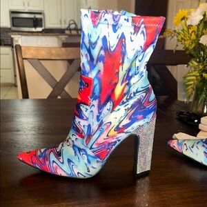 Colorful Abstract Women's Heeled Boots